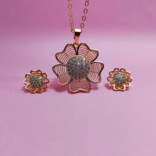 SunFlower Heart Necklace Set