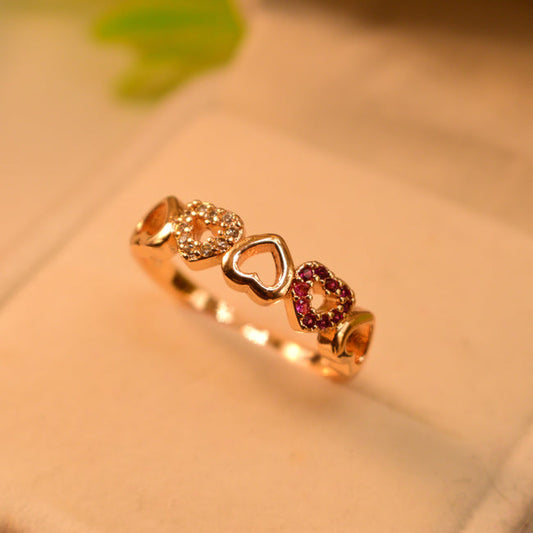 Adjustable Beautiful Hearts Real Stones Ring