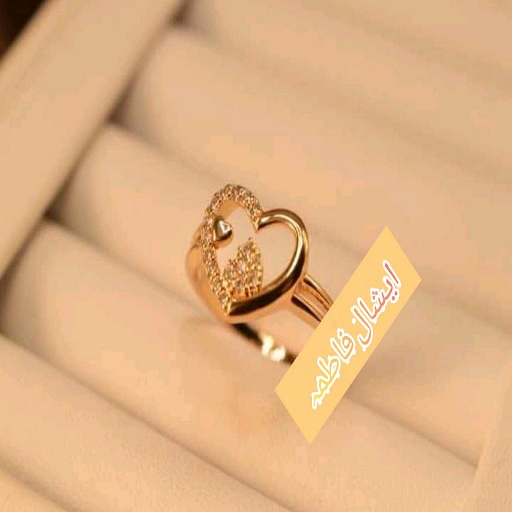 Ishal Fatima Antique Heart Golden Crystal Ring