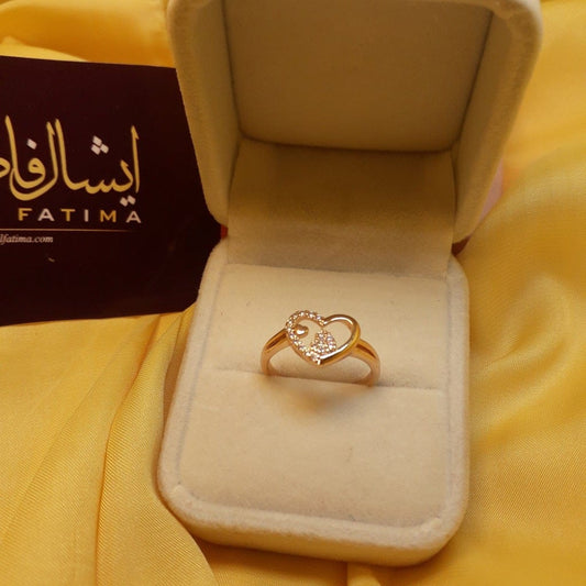 Ishal Fatima Antique Heart Golden Crystal Ring