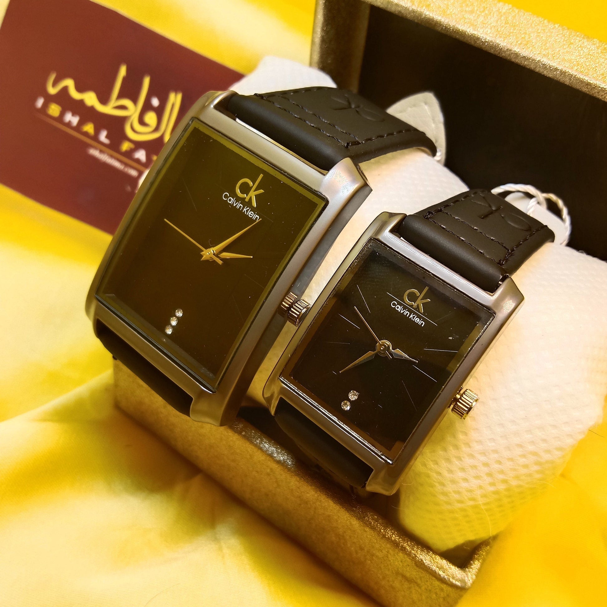 Ishal Fatima BEAUTIFUL BLACK SQUARE COUPLE WATCH