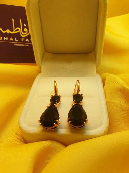 Ishal Fatima Beautiful Black Stone Crystal Earings