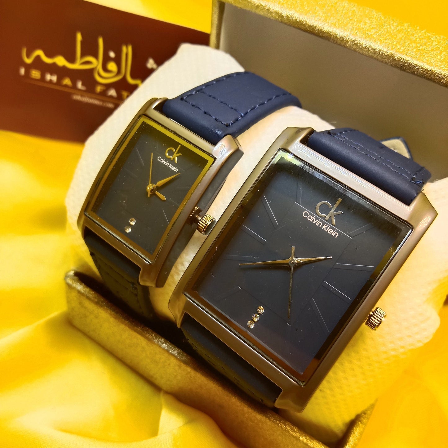 Ishal Fatima BEAUTIFUL BLUE SQUARE DILE COUPLE WATCH