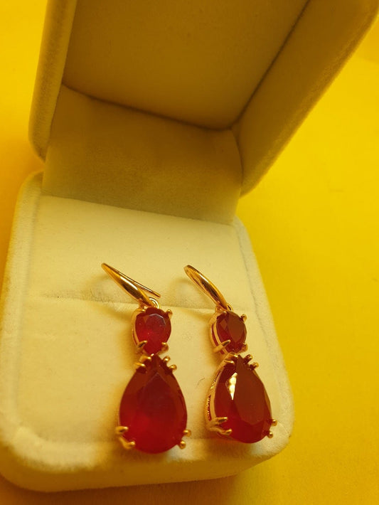 Ishal Fatima Beautiful Red Stone Crystal Earings