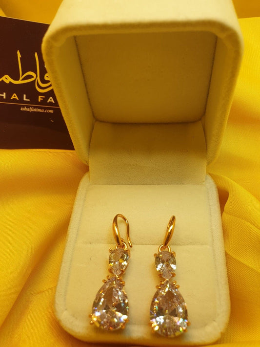 Ishal Fatima Beautiful White Stone Crystal Earings