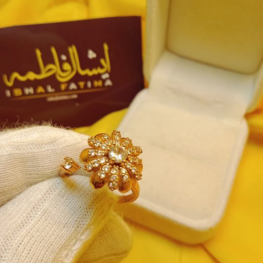 Ishal Fatima Desing 1 golden Adjustable Moving Ring