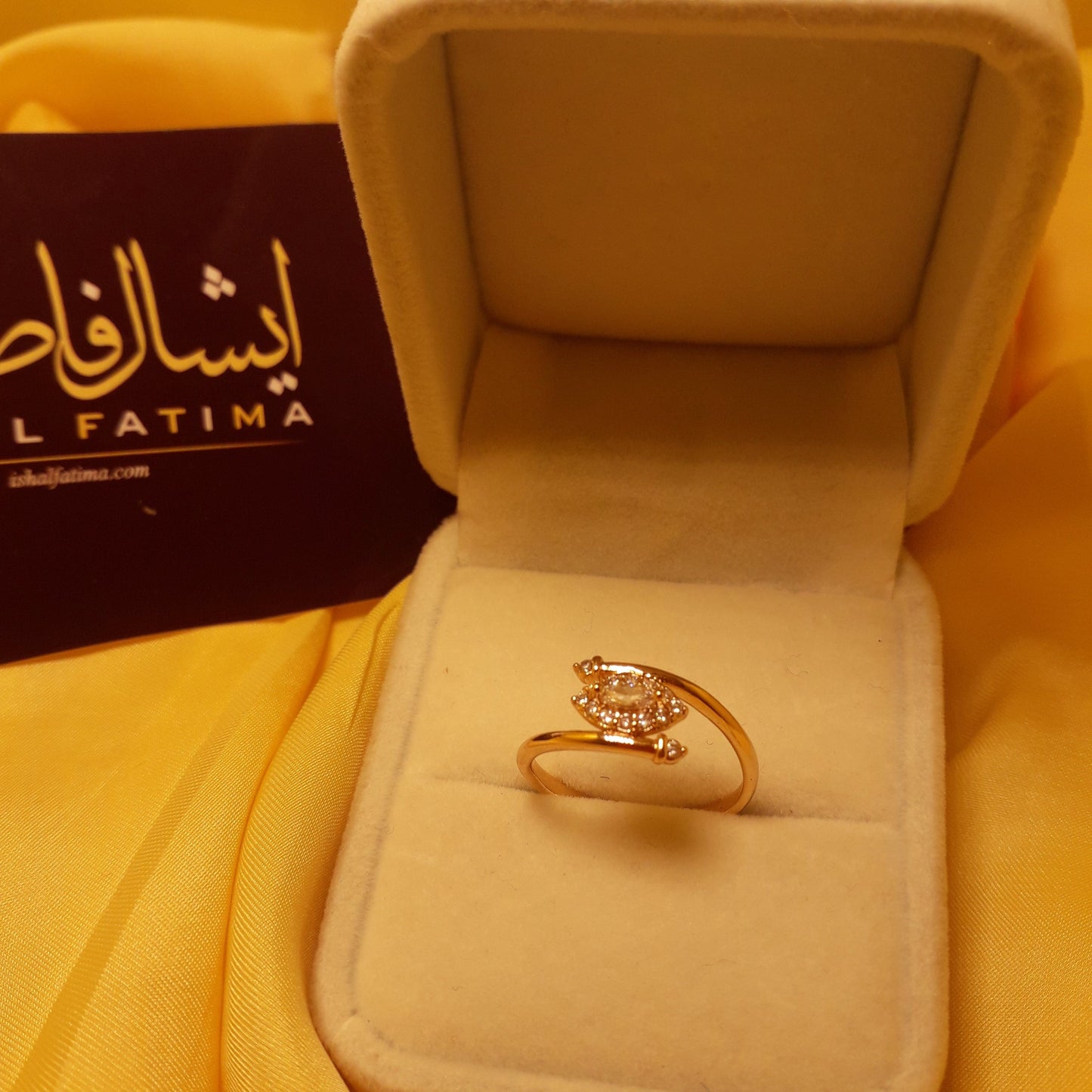 Ishal Fatima Fancy Golden Crystal Ring