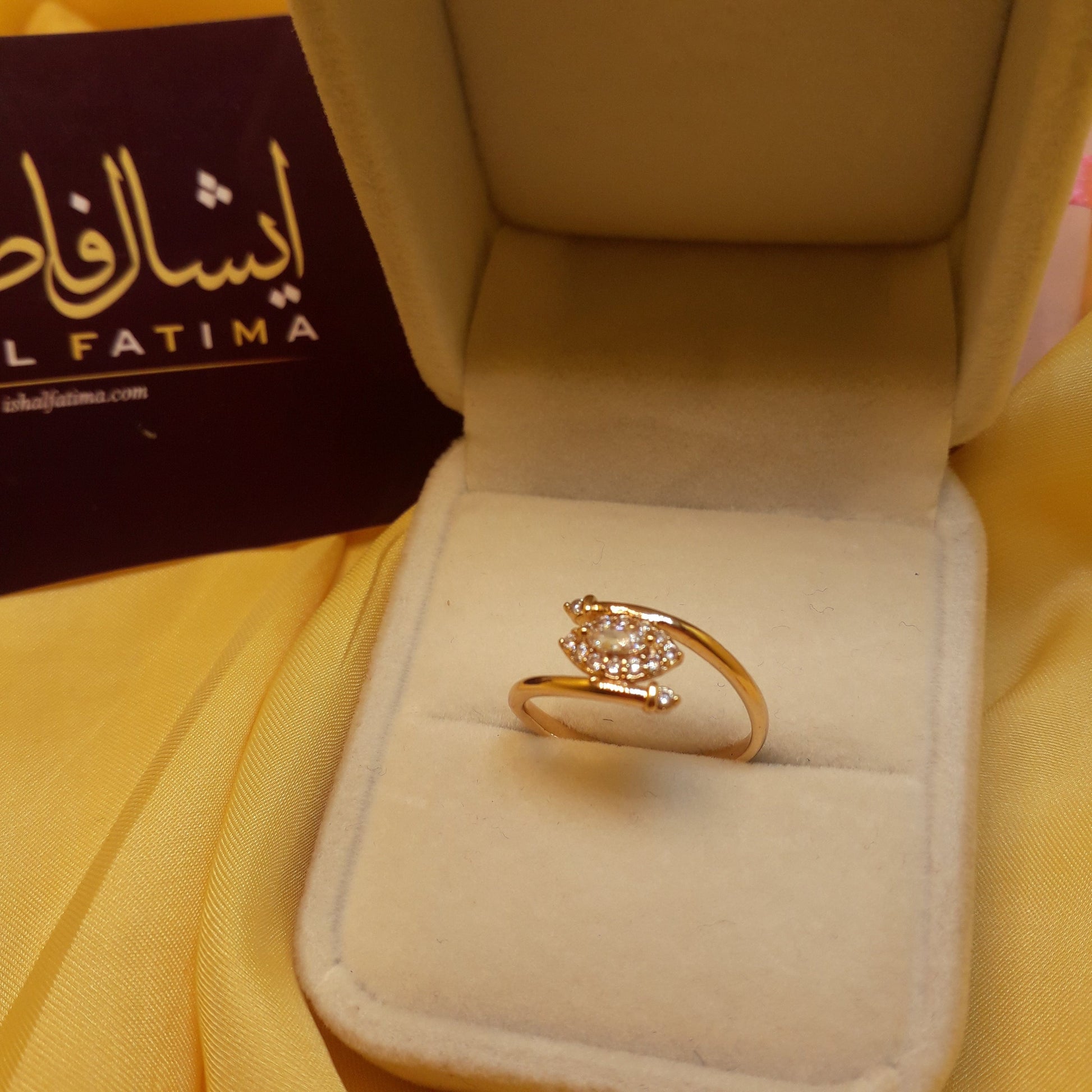 Ishal Fatima Fancy Golden Crystal Ring