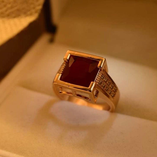 Ishal Fatima Red Zircon Golden Ring