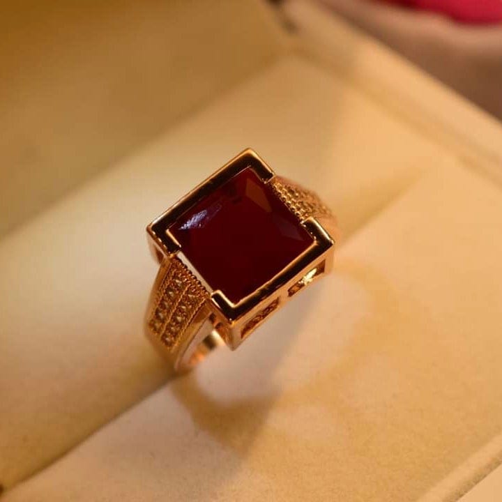 Ishal Fatima Red Zircon Golden Ring